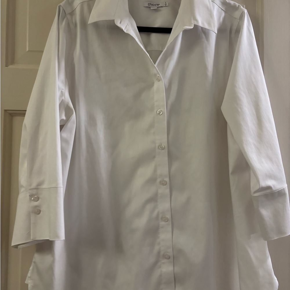Chico's Classic White Button-Front Blouse
